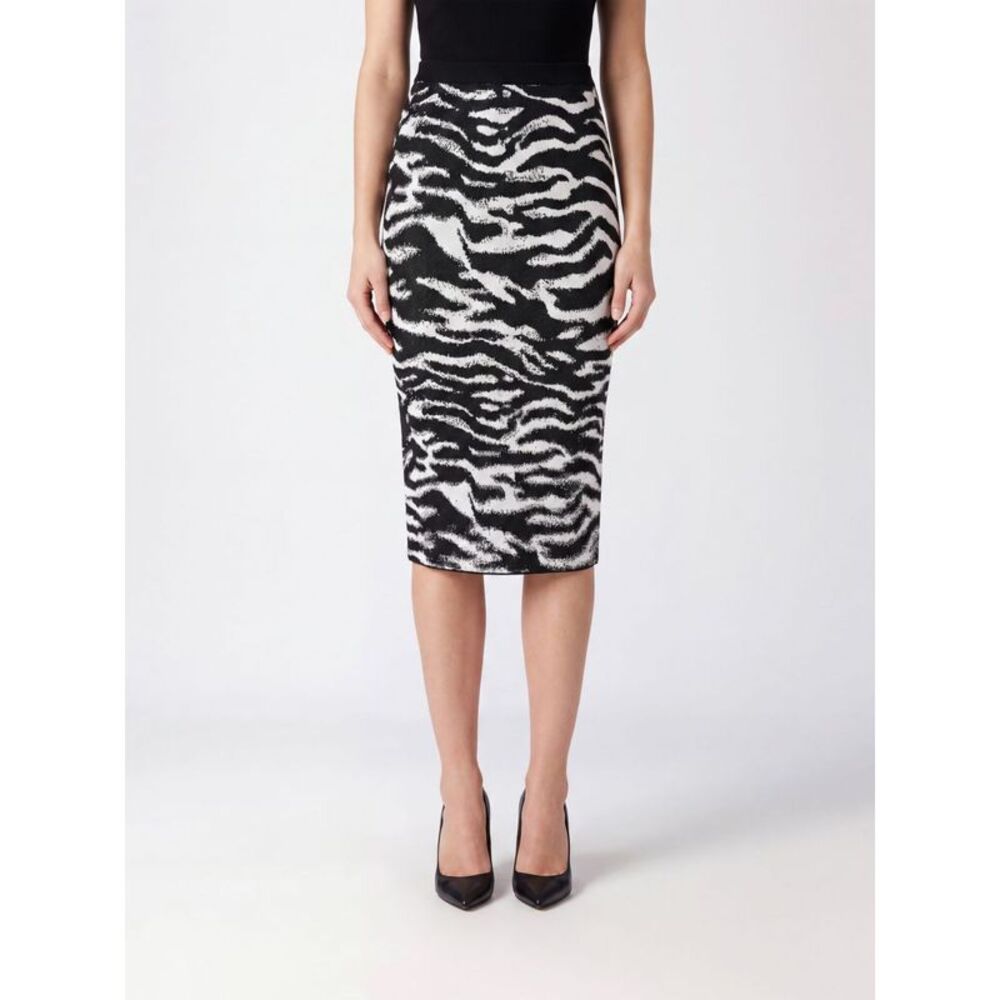The Attico Women Zebra Print Jersey Midi Pencil Skirt The Attico